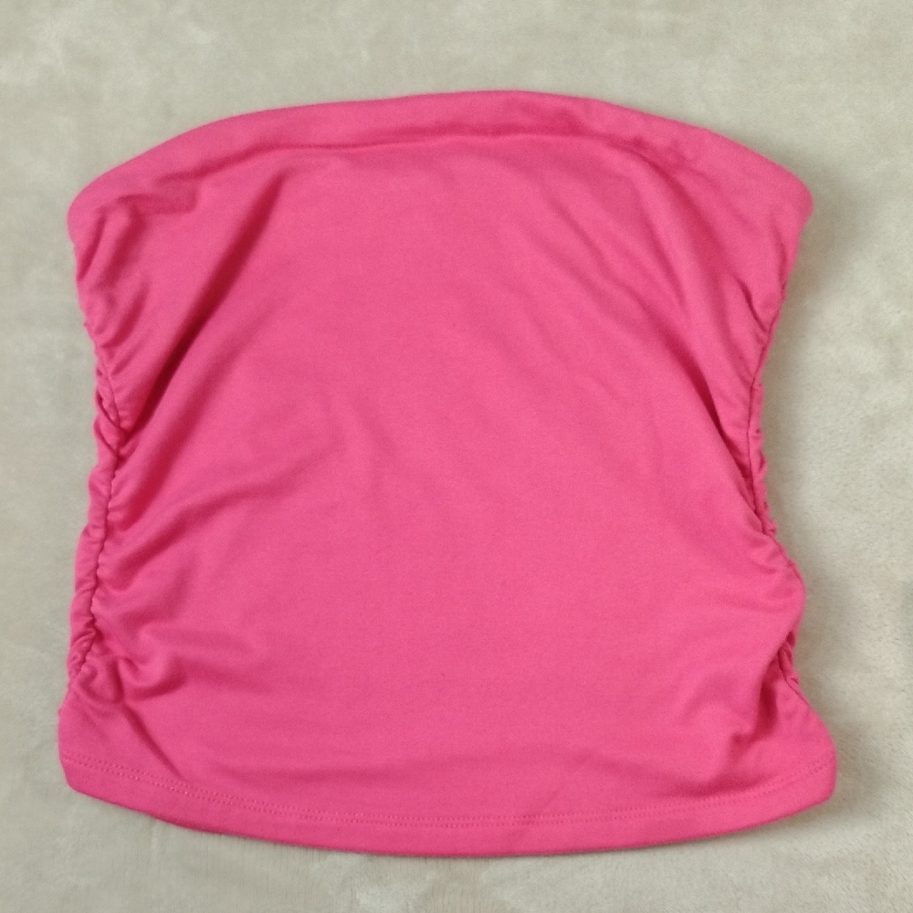 Faded Rose Pink and White Ruched Tank Tops Two Tops